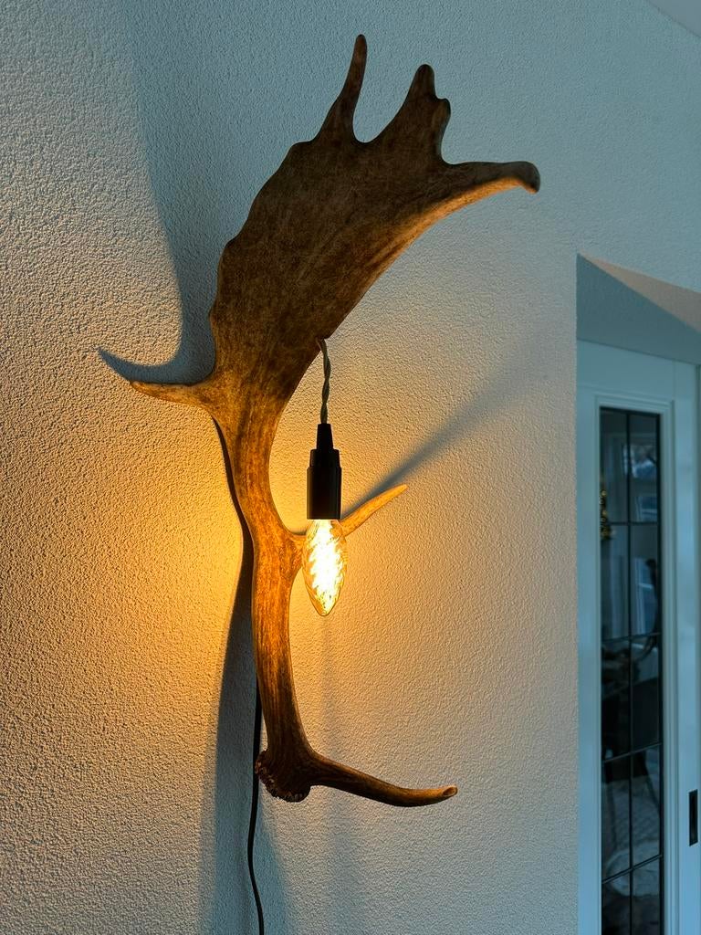 Geweien geweienlamp jacht Veluwe geweien edelhert wandlamp., Ophalen of Verzenden, Zo goed als nieuw