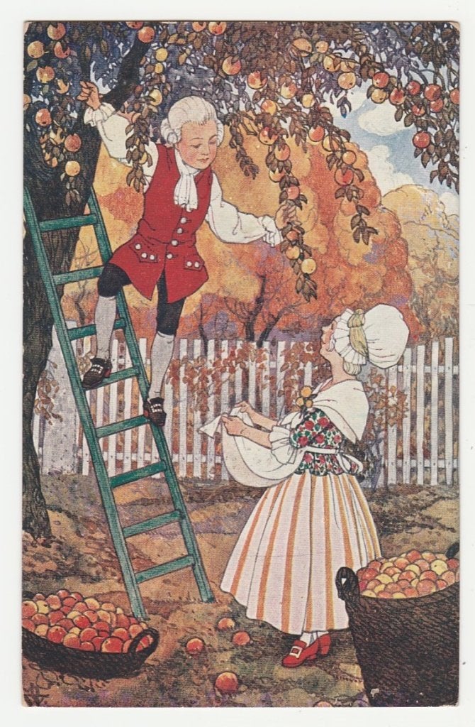 Kinderen.  Herfst. Appels plukken. Illustrateurs. Wenig., Verzenden, Voor 1920, Gelopen, Overige thema's