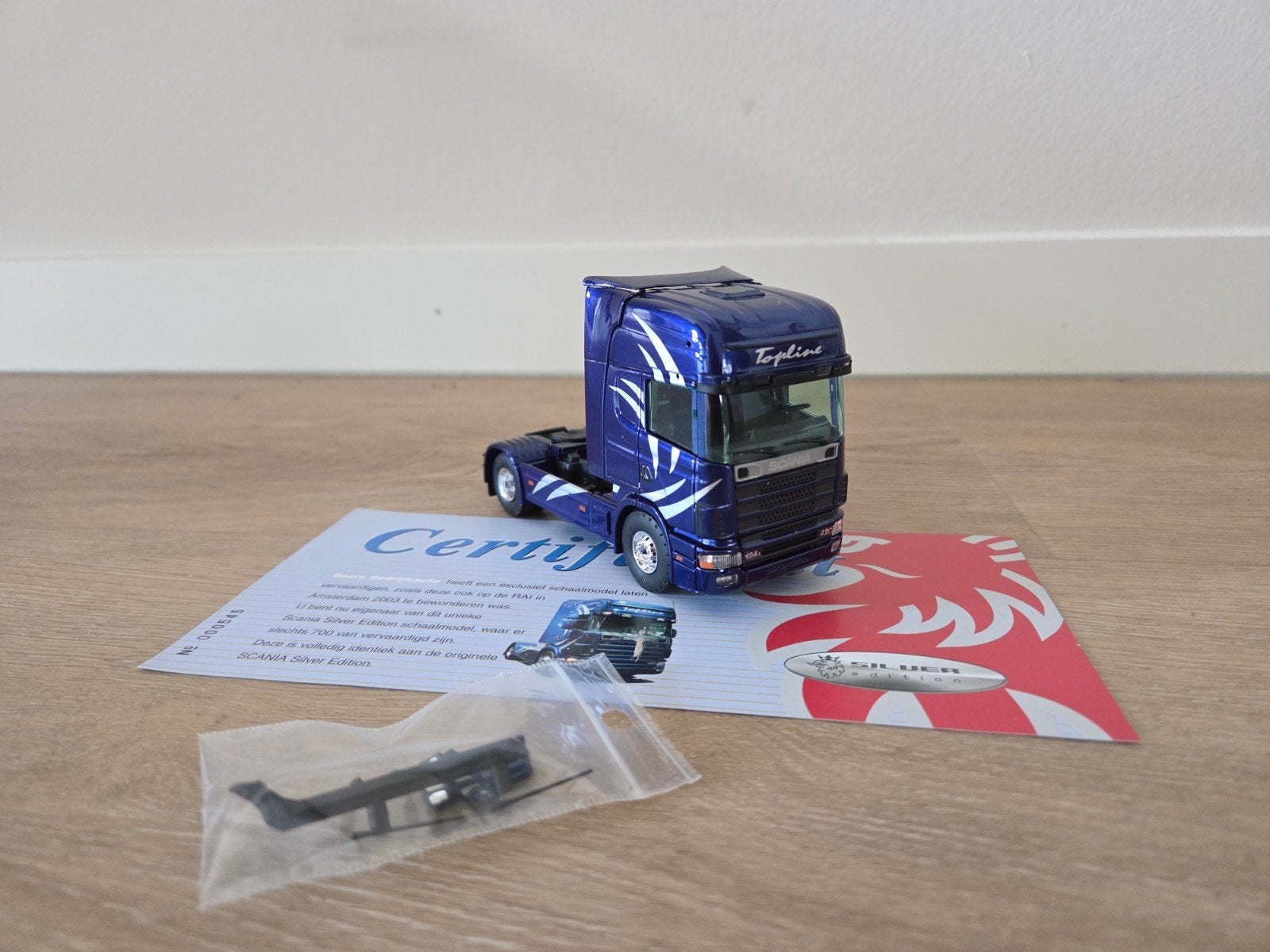 Tekno Scania 124 Topline Silver Edition , Rai 2003 demo, Ophalen of Verzenden, Nieuw, Bus of Vrachtwagen, Tekno