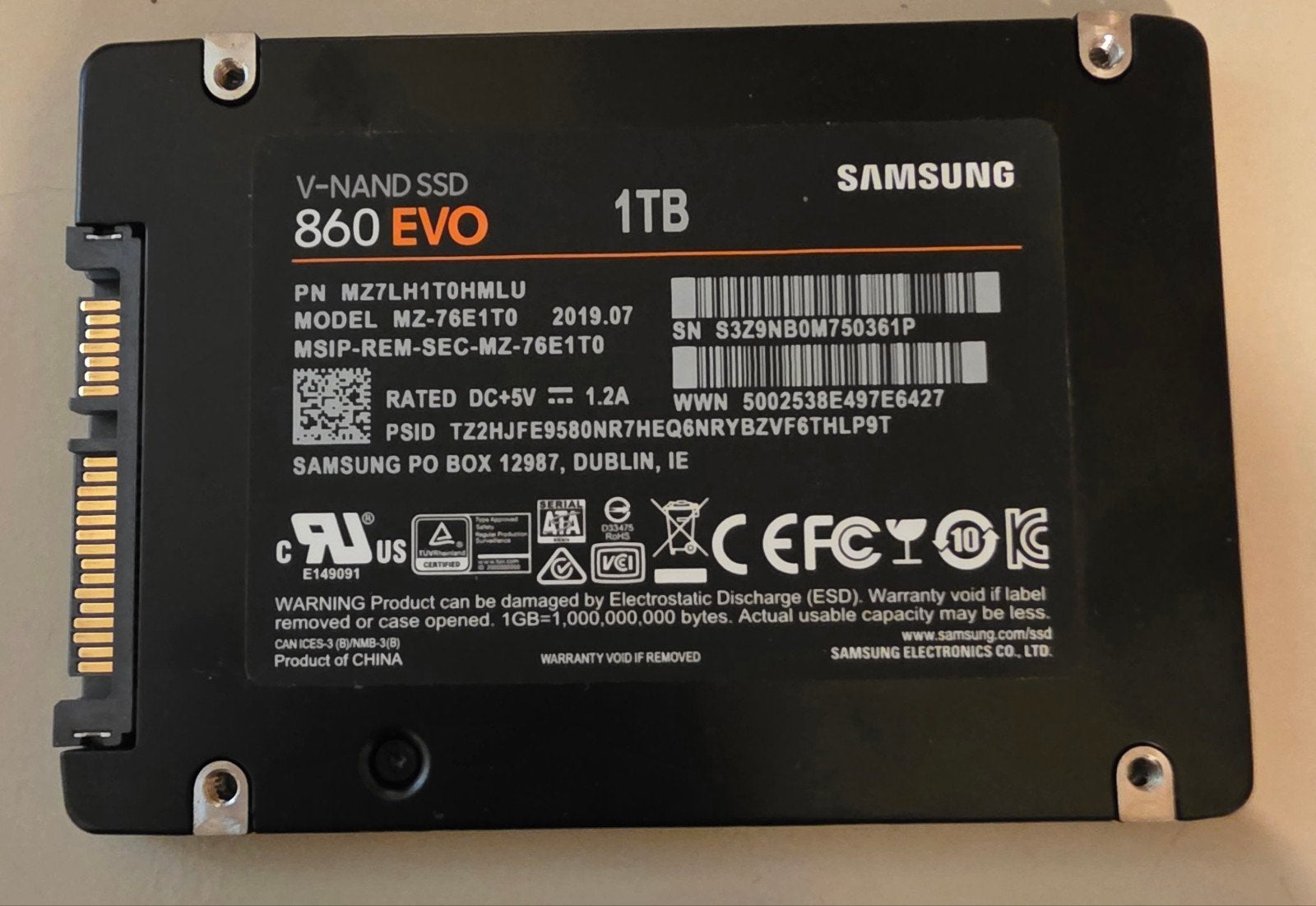 Samsung evo 860 1tb ssd, Ophalen of Verzenden, Laptop
