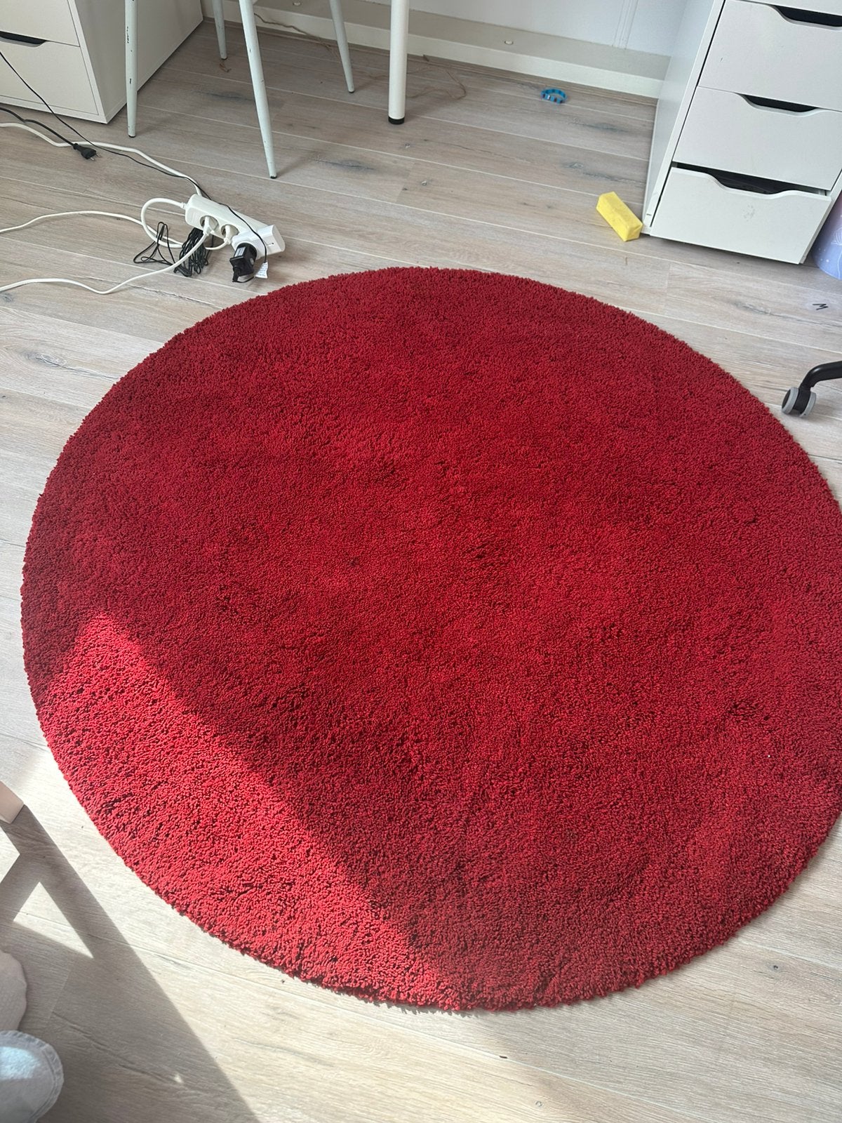 Vloerkleed Ådum rood rond IKEA, Huis en Inrichting, Ophalen, Gebruikt, Rond, Rood