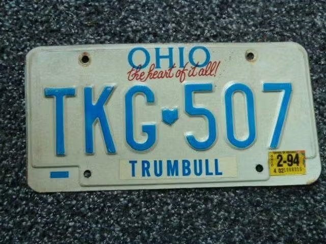 Kentekenplaat licenseplate Ohio Trumbull USA, Verzenden, Gebruikt, Auto's