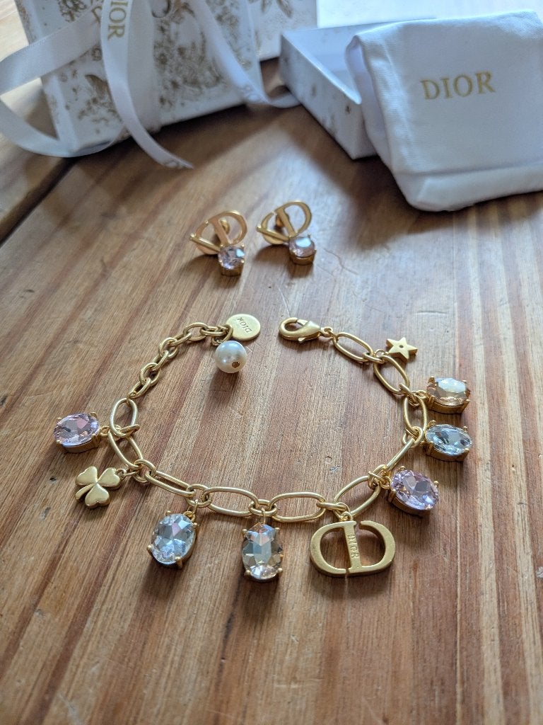 Originele Christian Dior Petit CD set armband & oorbellen, Nieuw, Christian Dior, Nvt, Zilver