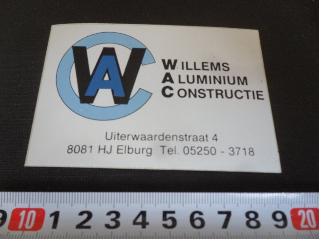sticker Elburg WAC Willems Aluminium Constructie  *, Verzamelen, Ophalen of Verzenden, Zo goed als nieuw