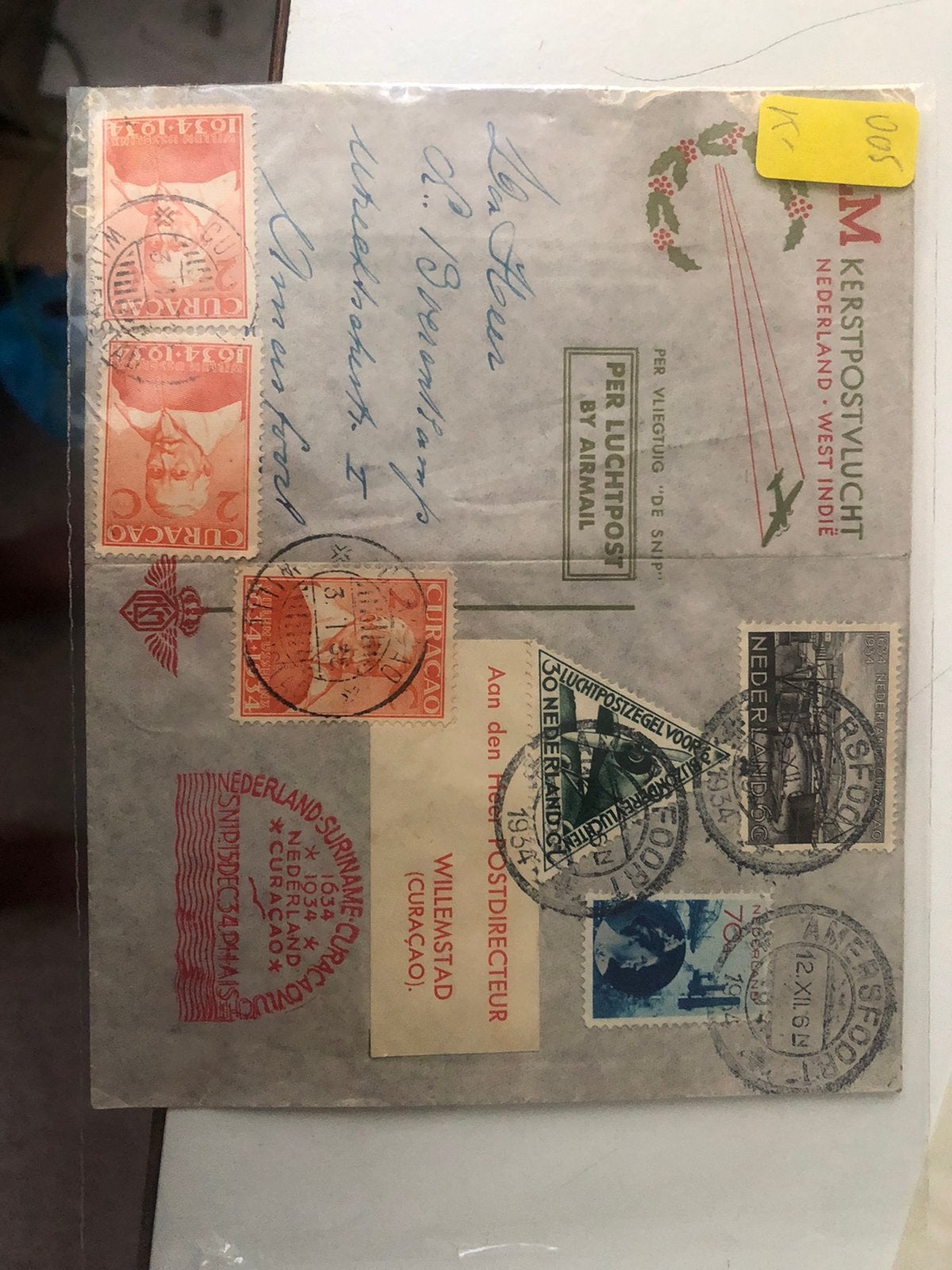 006 Ned kerstvlucht 1934 SNIP, Ophalen of Verzenden, Briefkaart