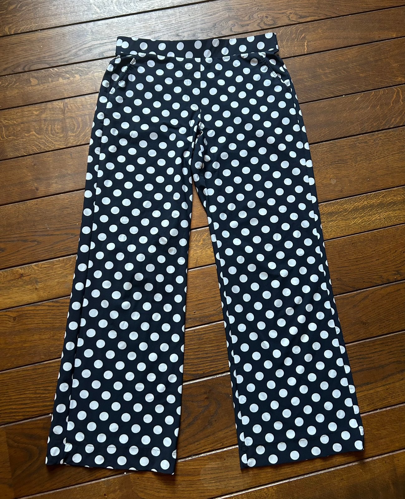 Marineblauw, witte Studio Anneloes Wide Leg polkadot broek L, Ophalen, Blauw, Maat 42/44 (L), Zo goed als nieuw