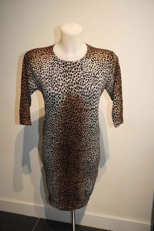 Dolce & Gabbana jurk jaguar leopard print fijn breisel It 44, Maat 38/40 (M), Dolce & Gabbana, Bruin, Verzenden