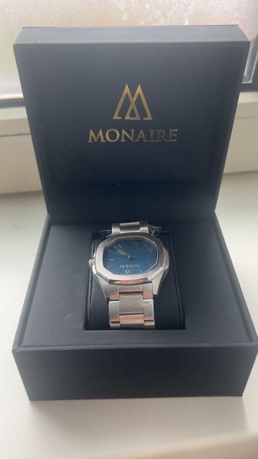 Monaire herenhorloge – Nieuw met doos, Sieraden, Tassen en Uiterlijk, Horloges | Heren, Ophalen of Verzenden, Zo goed als nieuw