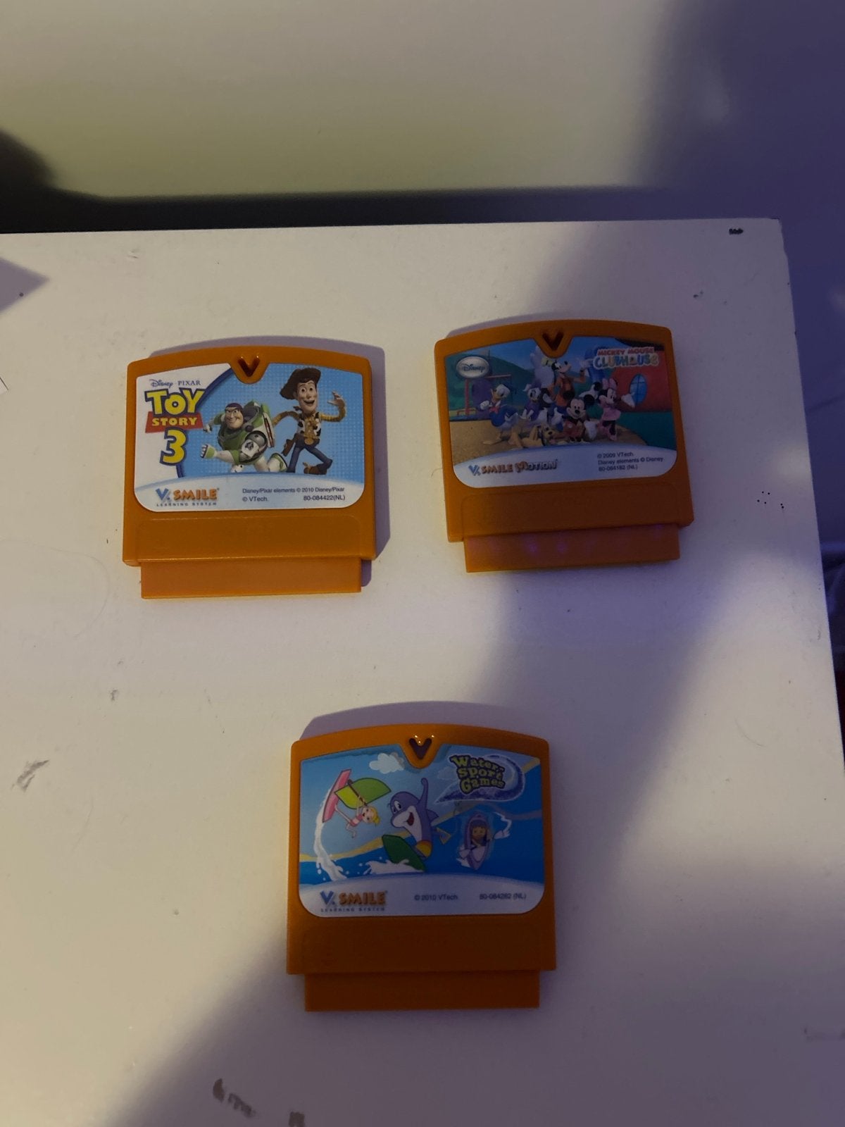 VTech V.Smile Spellen: Toy Story 3, Mickey Mouse, Water Game, Ophalen, Puzzel en Educatief, Gebruikt, 1 speler
