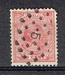 Nederland 1891 nr 37 Prinses Wilhelmina Puntst. 5 AMSTERDAM, Verzenden, Gestempeld, Koningshuis