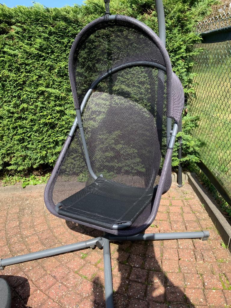 Hangstoel grijs inklapbaar, Tuin en Terras, Ophalen, Metaal, Inklapbaar