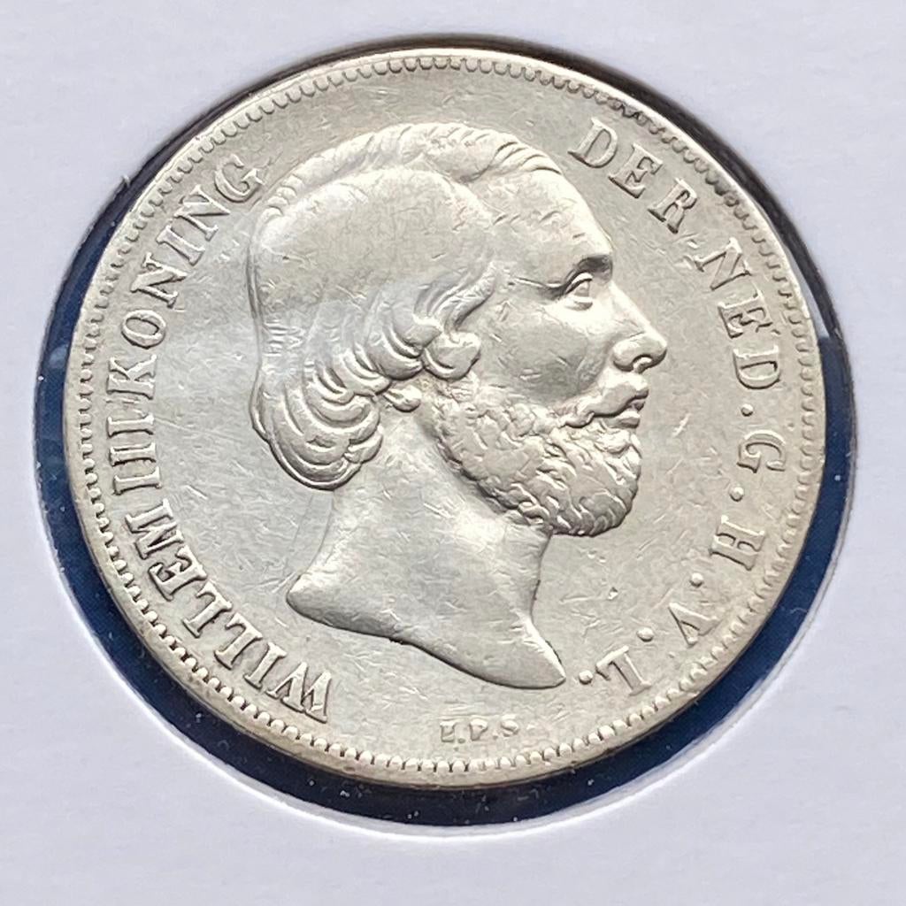 1 Gulden Zilver uit 1859 van Willem 3, Postzegels en Munten, Munten | Nederland, 1 gulden, Koning Willem III, Verzenden, Zilver