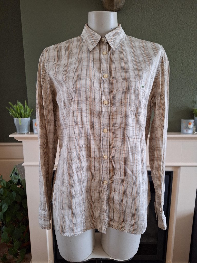 Lacoste crème beige blouse L 44, Verzenden, Beige, Maat 42/44 (L), Zo goed als nieuw