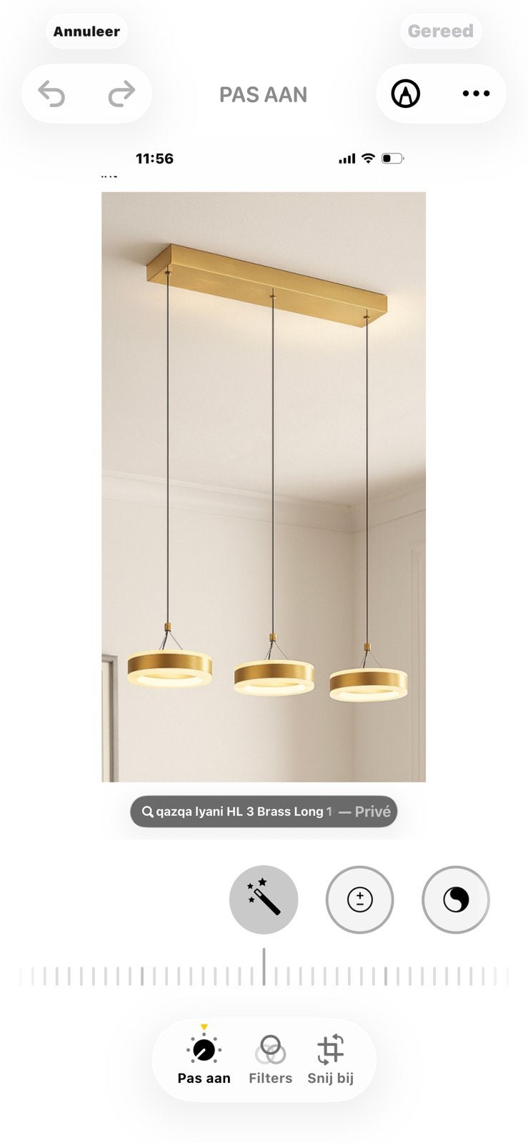Moderne messing hanglamp met 3 dimbare LED-ringen, Ophalen, Nieuw, Metaal, Overige fittingen