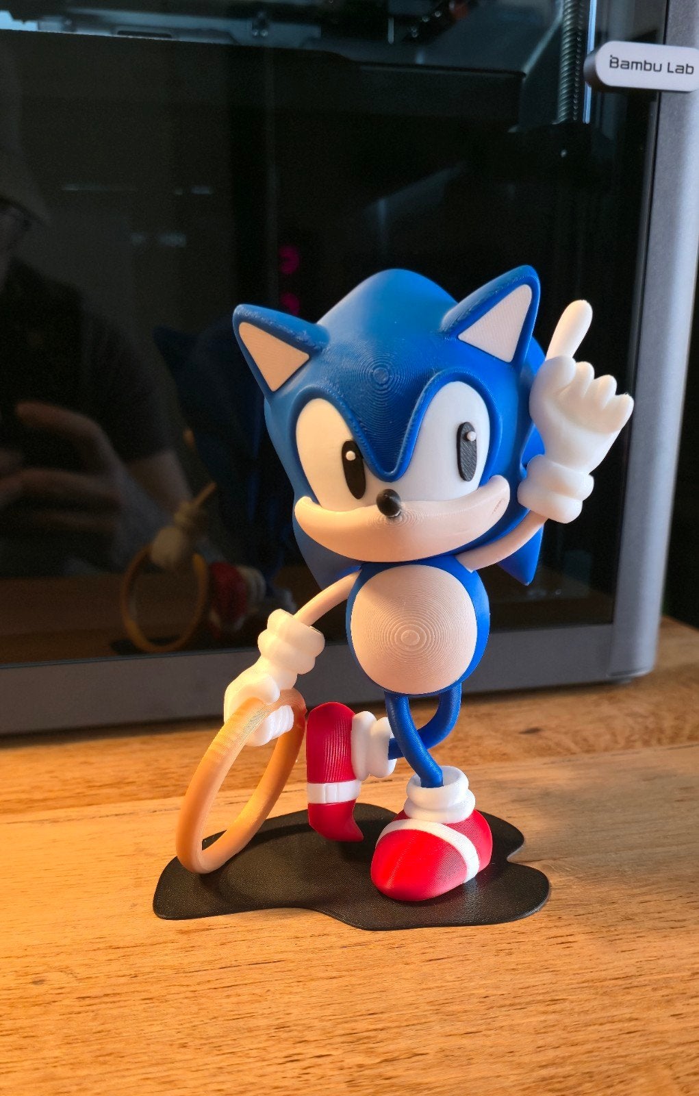 3D Geprinte Sonic the Hedgehog Figuur met Ring, Ophalen of Verzenden, Nieuw