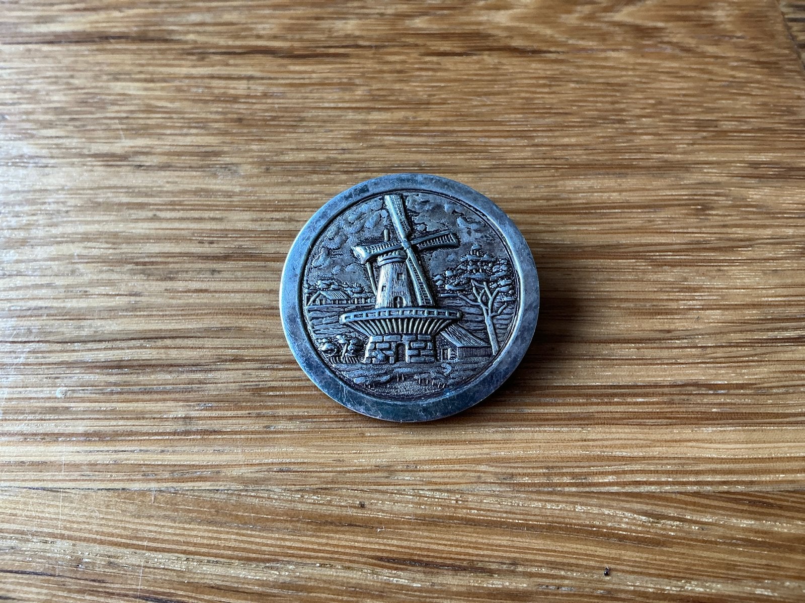 Sjaaltjes sluiting met Molen Reliëf - Vintage WD-026, Ophalen of Verzenden, Zilver, Overige typen