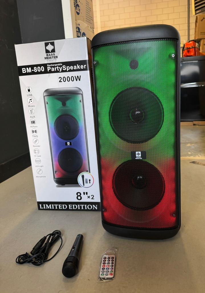 Nieuwe bluetooth party box karaoke set met verlichting, Ophalen of Verzenden, Nieuw, Complete set