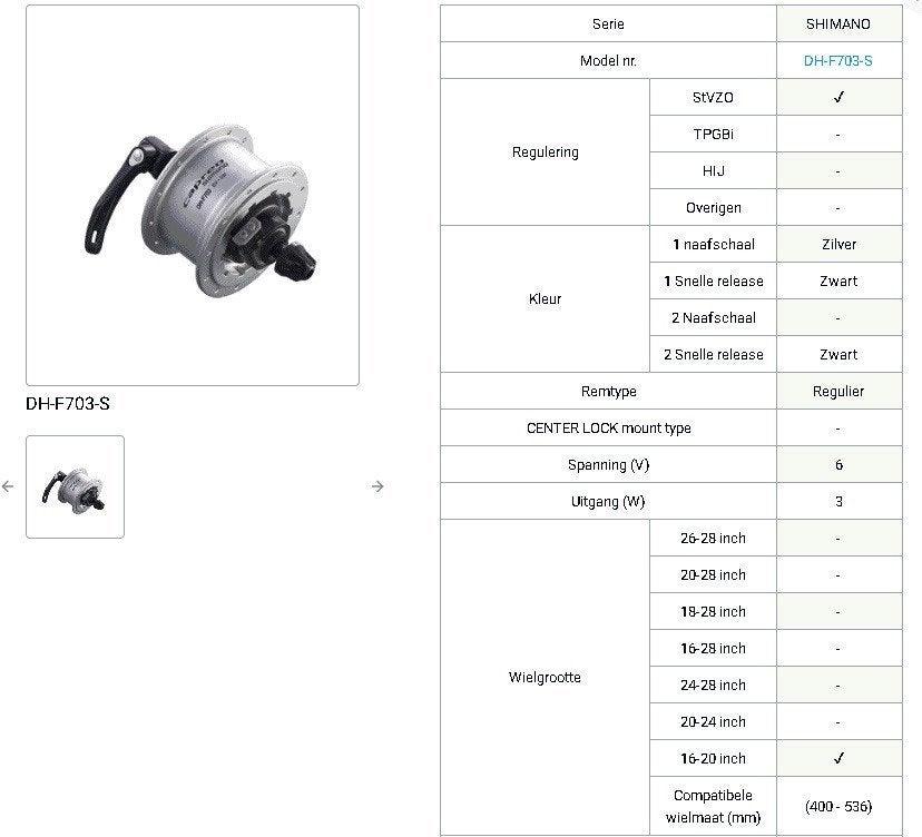 Gezocht: 6V/3W naafdynamo met 74mm inbouwbreedte, Ophalen of Verzenden, Verlichting