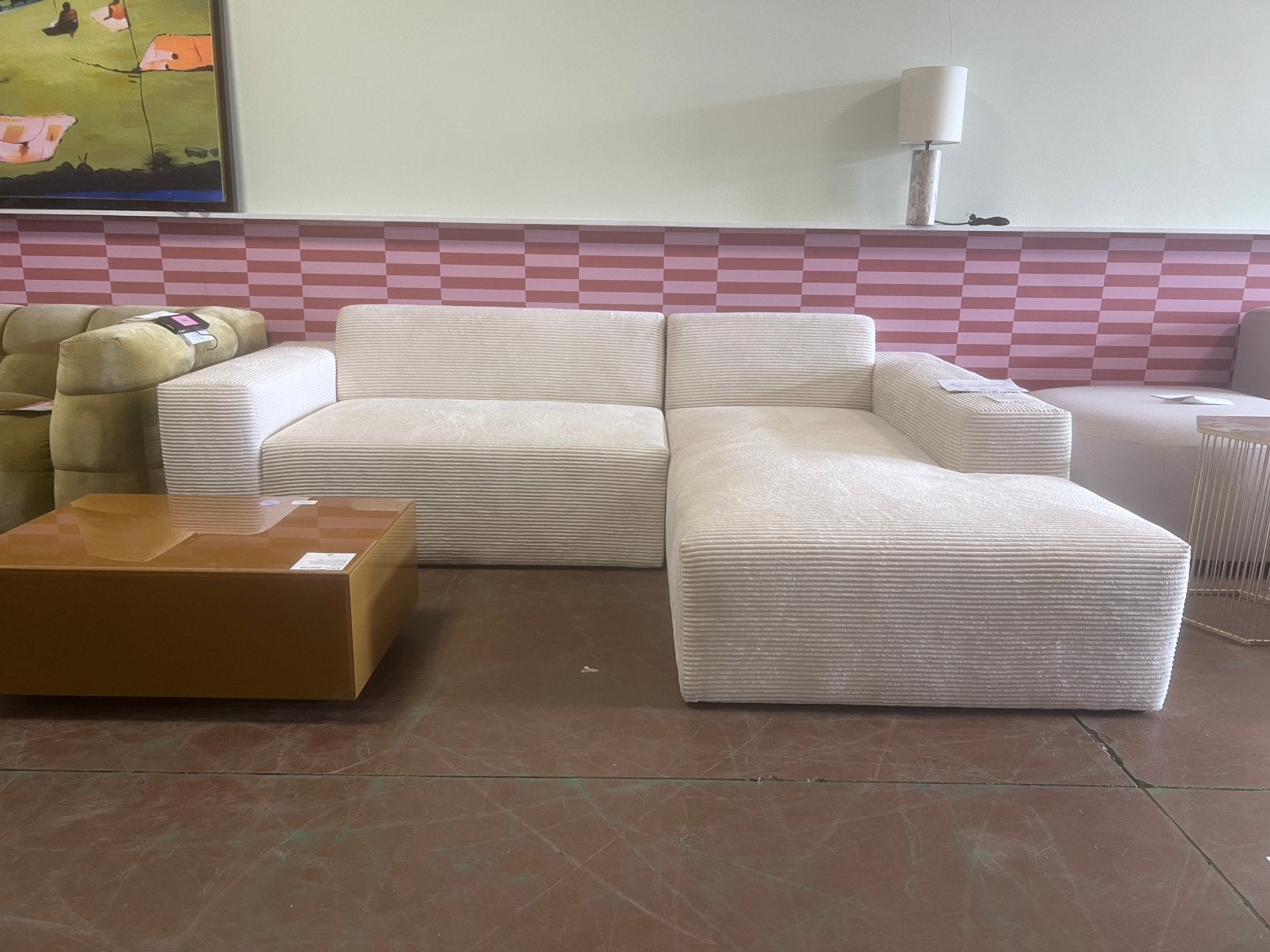 Naduvi Hoekbank Nina rechts ribstof Creme | Van €1499, nu, Naduvi, Nieuw, Ophalen of Verzenden, Naduvi