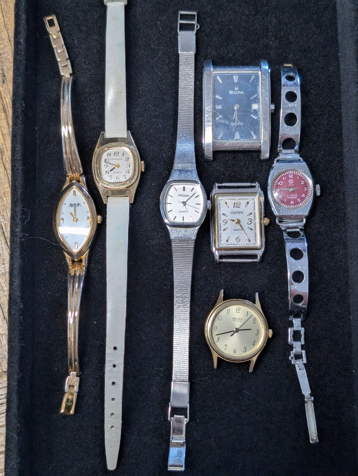 Lot van 7 Dameshorloges: Seiko, Bulova, Ancre, Pulsar, Carav, Gebruikt, Polshorloge, Ophalen of Verzenden, Seiko
