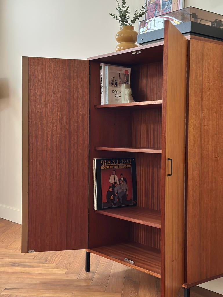 Vintage simpla lux legkast teak hout metaal jaren 50/60/70, Ophalen, Met plank(en), Gebruikt, Teakhout