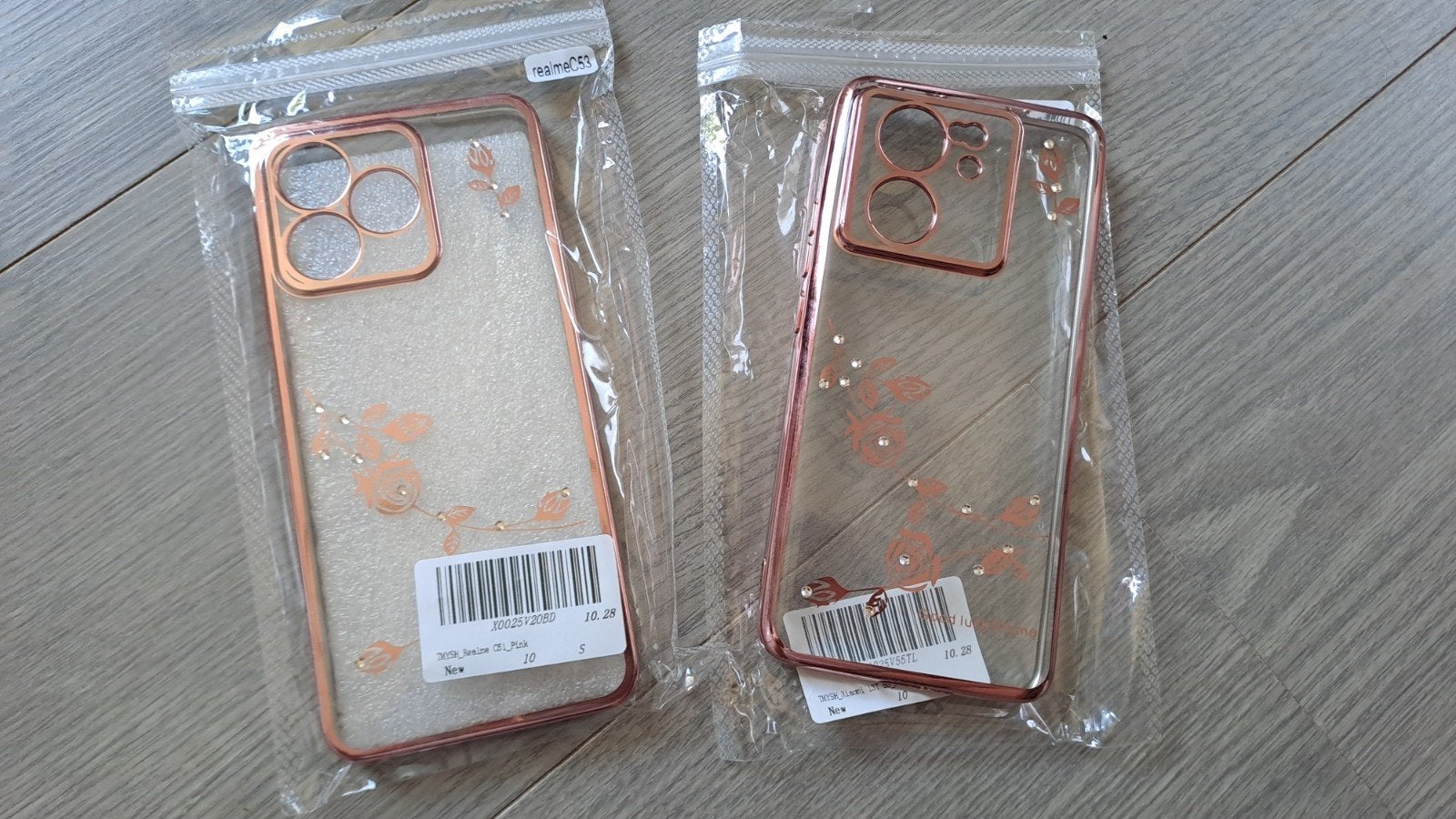 Transparant telefoonhoesje met roségouden rand en bloemen, Ophalen of Verzenden, Nieuw, Bescherming, Universeel