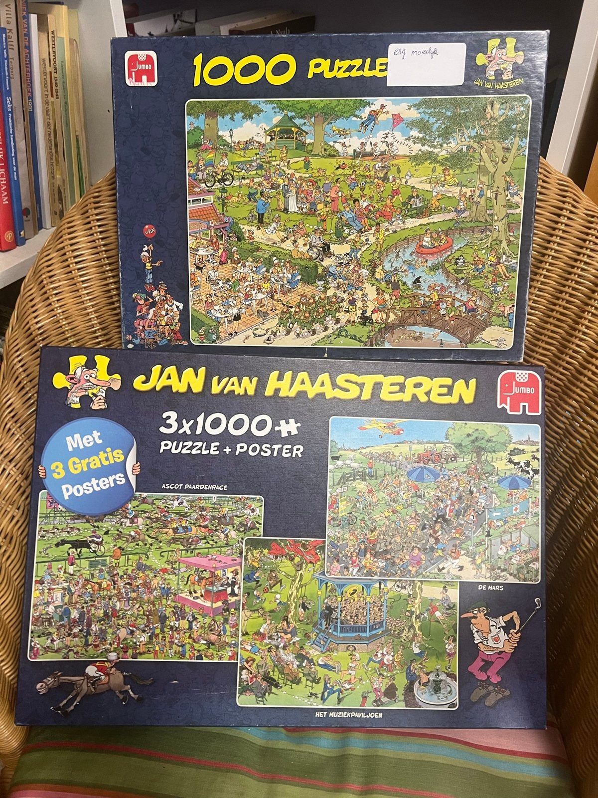 Jan van Haasteren Puzzels: 1000 en 3x1000 stukjes, Ophalen of Verzenden, 500 t/m 1500 stukjes, Gebruikt, Legpuzzel