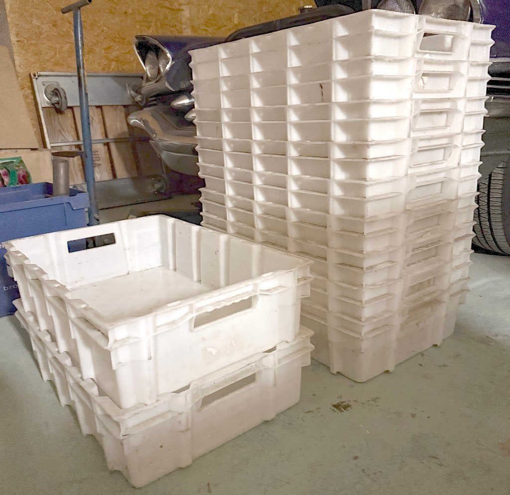 Handige witte opbergbakken/kratten, Ophalen, Gebruikt, 40 tot 60 cm, 50 tot 75 cm