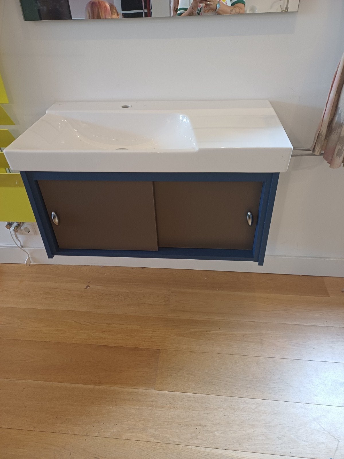 Wastafel 90 cm met meubel en schuifdeur, Ophalen, Nieuw, 50 tot 100 cm, Minder dan 100 cm