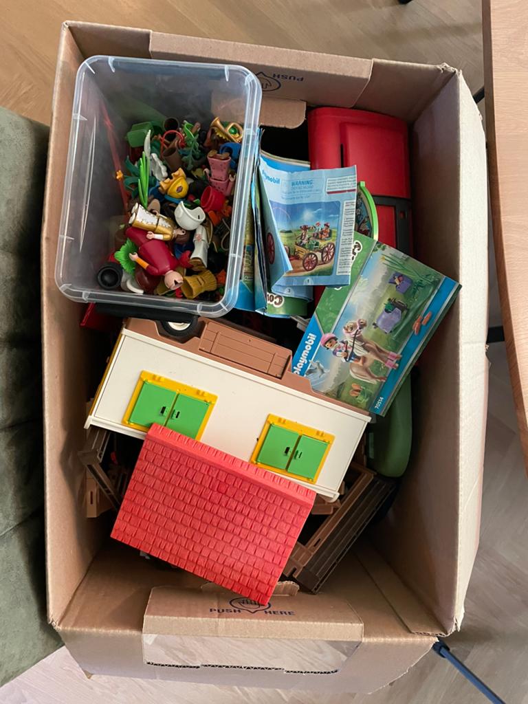 Doos playmobil paarden en meer, Ophalen, Gebruikt, Los playmobil