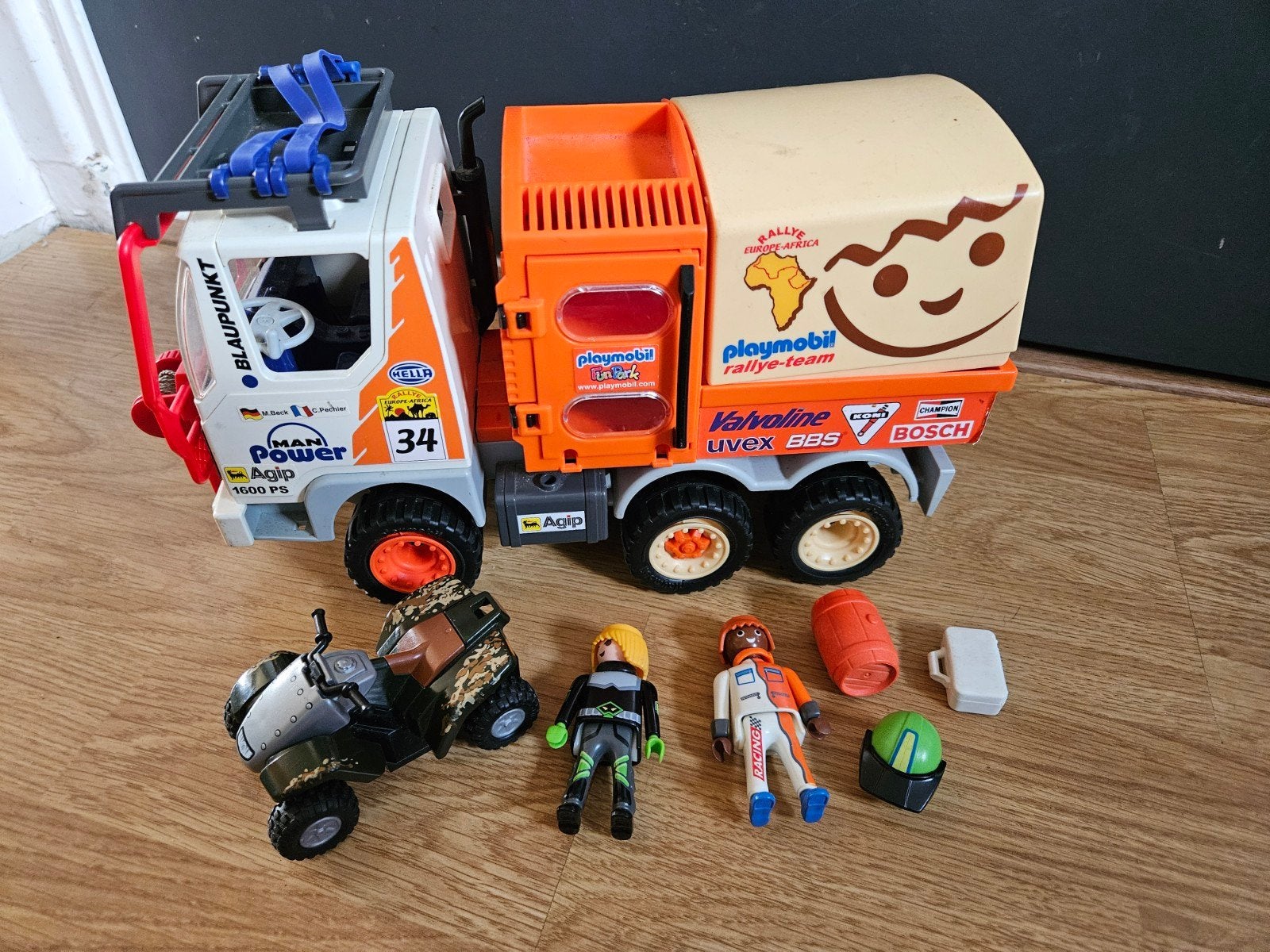 Playmobil offroad rally truck met quad en coureur racen, Ophalen of Verzenden, Gebruikt, Complete set