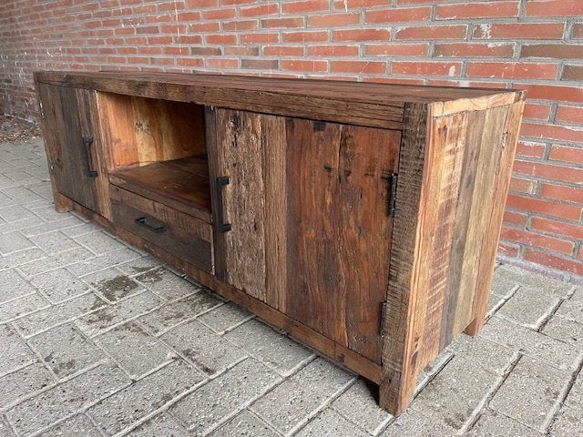 TV meubel 160cm br massief Oud hout voorraad Summer sale, TV meubel 160cm br massief Oud hout voorraad snelle levering, 1 of 2 laden