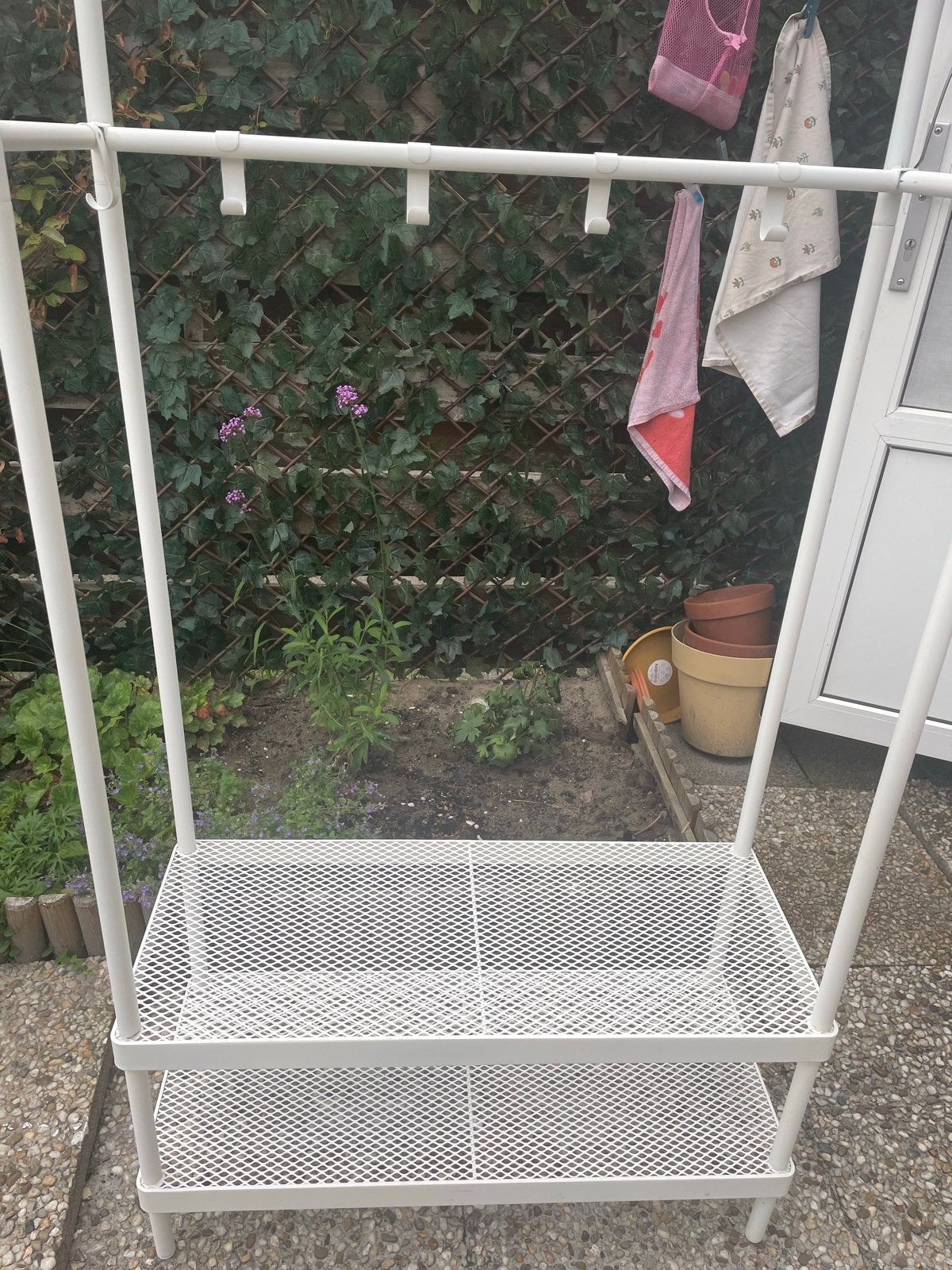 IKEA MACKAPÄR Witte staande kapstok met opbergplanken, Ophalen, Gebruikt, Metaal, Staande kapstok