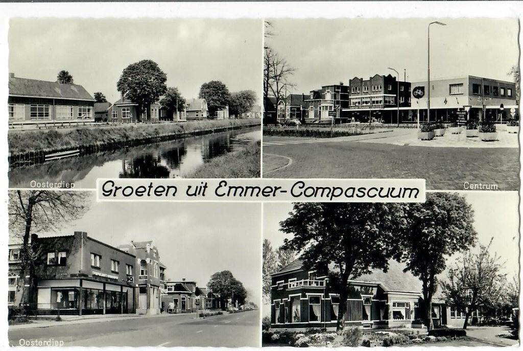 Groeten uit Emmer-Compascuum (1), Verzamelen, Ansichtkaarten | Nederland, Verzenden, 1940 tot 1960, Ongelopen, Drenthe