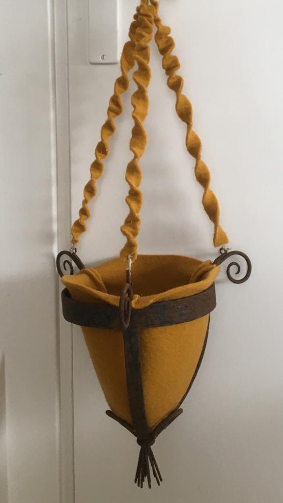 Brocante Hangende Bloempot/Plantenhanger, Antiek en Kunst, Ophalen of Verzenden