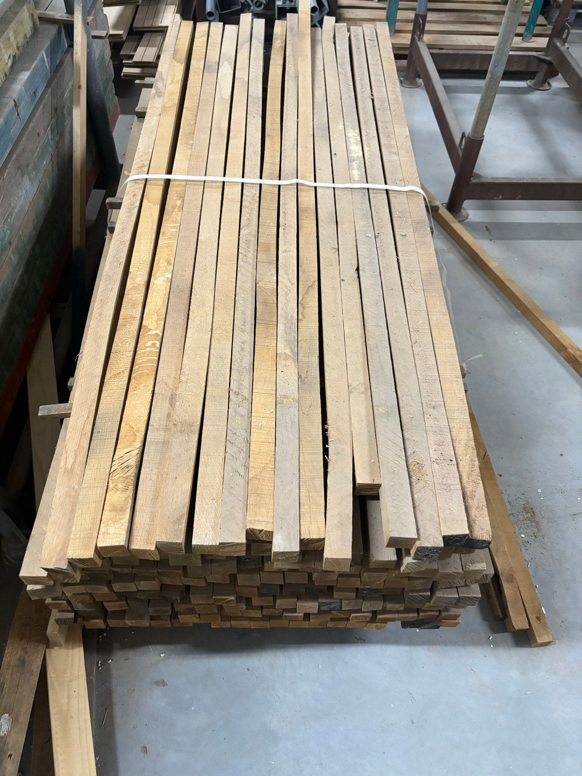 Eiken balken 38x38x1800 mm - ca. 170 stuks, Gebruikt, 25 tot 50 mm, Eiken, Ophalen of Verzenden