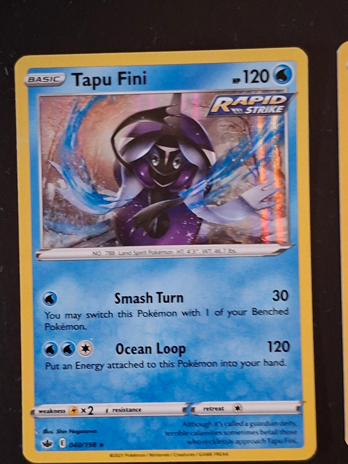 Tapu Fini Holo Chilling Reign Pokémon Kaart, Ophalen of Verzenden, Zo goed als nieuw, Losse kaart, Foil