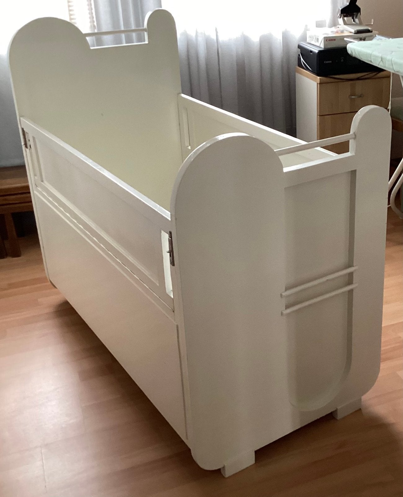 Vintage kinderbed met nieuwe matras en stevige lattenbodem, Gebruikt, Minder dan 140 cm, Minder dan 70 cm, Ophalen