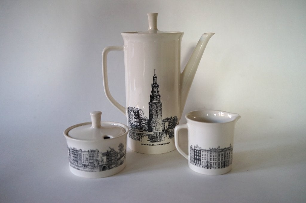 vintage Amsterdam boch pot kan suikerpot grachten nutroma, Ophalen of Verzenden, Zo goed als nieuw, Overige stijlen, Aardewerk