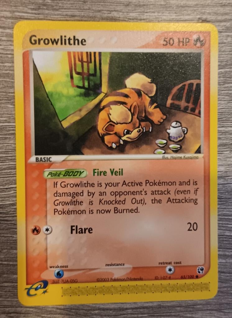 Growlithe EX Sandstorm, Hobby en Vrije tijd, Verzamelkaartspellen | Pokémon, Zo goed als nieuw, Losse kaart, Ophalen of Verzenden