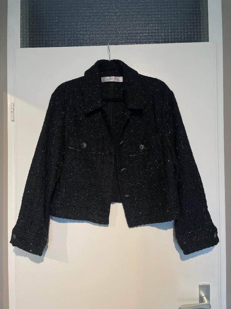 Esqualo dames zwarte tweed glitter shine jack jasje mt L, Zwart, Maat 42/44 (L), Esqualo, Ophalen of Verzenden