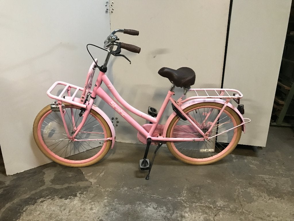 Meisjesfiets, Static T1, frame 16 inch, roze, Fietsen en Brommers, Fietsen | Meisjes, Ophalen, Terugtraprem, Gebruikt, Handrem