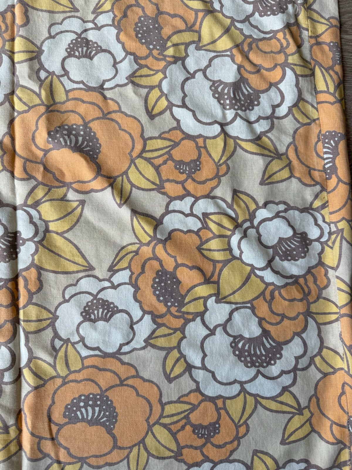 Vintage -retro bloemenstof oranje/geel/wit, Ophalen of Verzenden, Gebruikt, Meerkleurig, Katoen