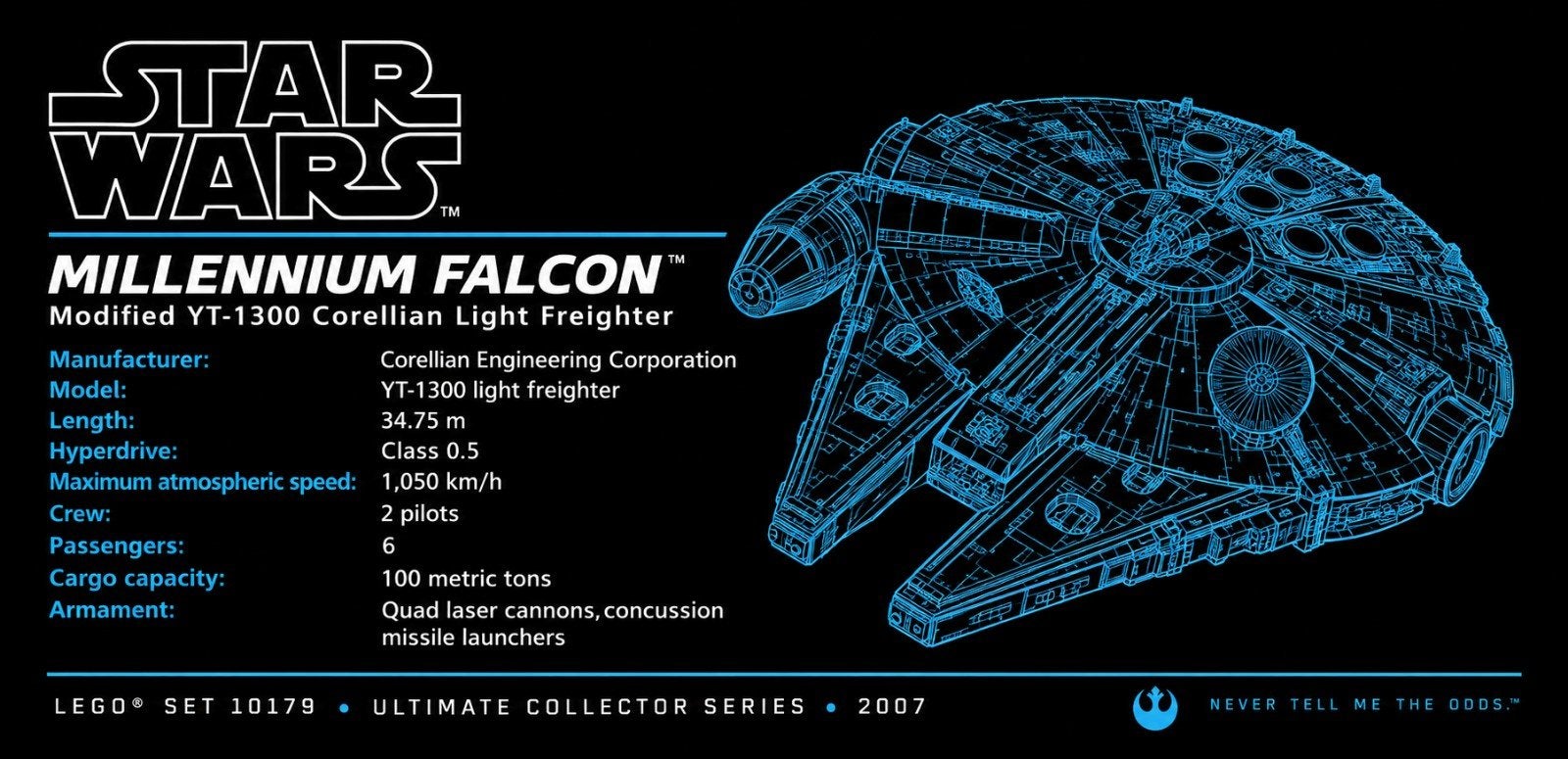 LEGO UCS Info Plaat 8x16 UV geprint Millennium Falcon 10179, Kinderen en Baby's, Ophalen of Verzenden, Nieuw, MOC (eigen creatie)