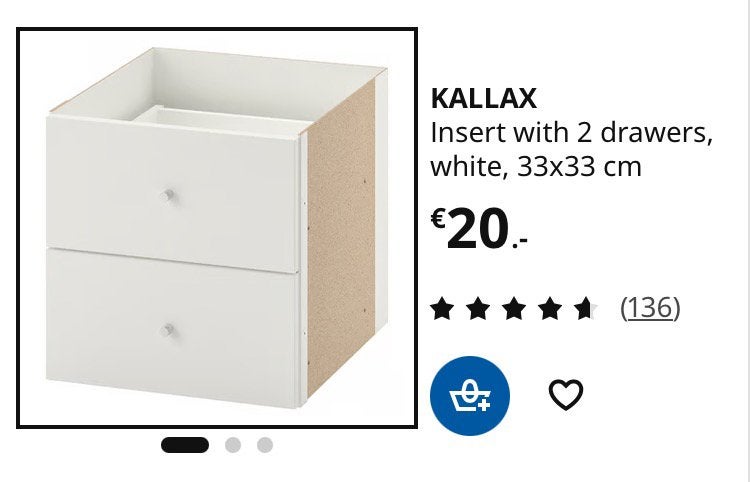 Lade inzet 2x Kallax IKEA kast, Ophalen, Gebruikt, 50 tot 100 cm, Minder dan 100 cm