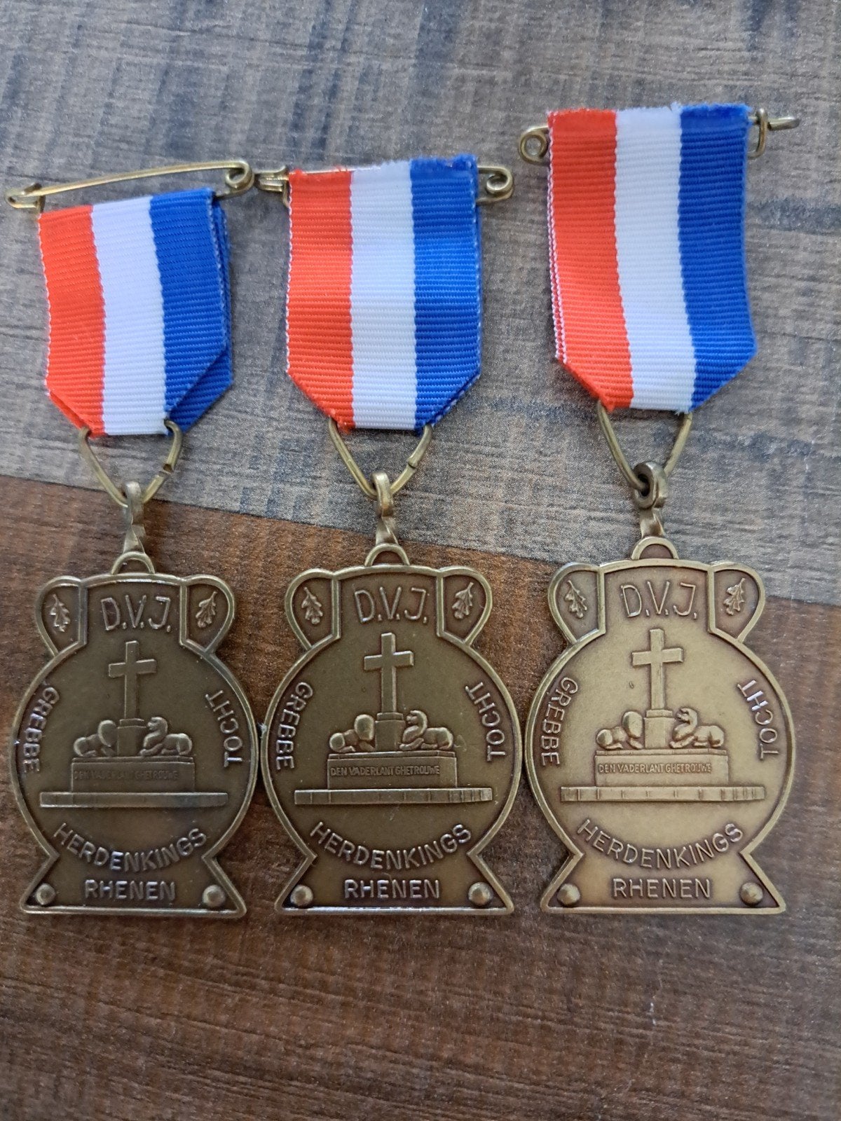3 Grebbeberg Herdenkingstocht Medailles D.V.J. Rhenen, Postzegels en Munten, Ophalen of Verzenden, Overige materialen, Nederland