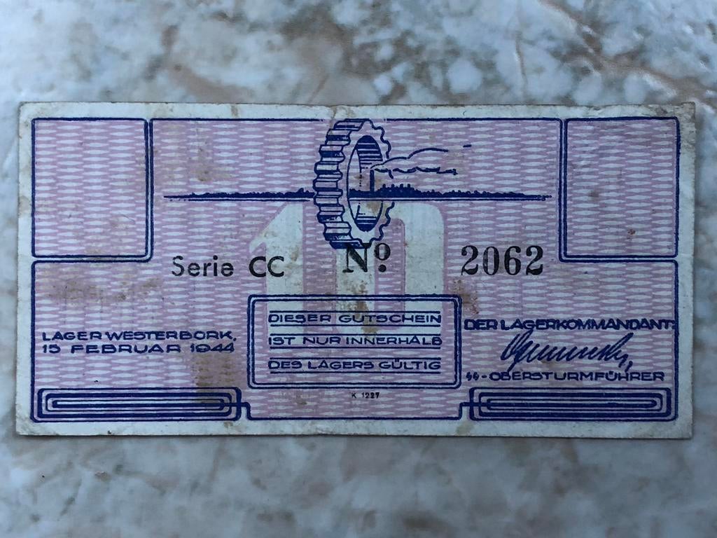 10 cent 1944, serie CC No 2062, Lager Westerbork., Postzegels en Munten, Verzenden, 1 gulden, Los biljet