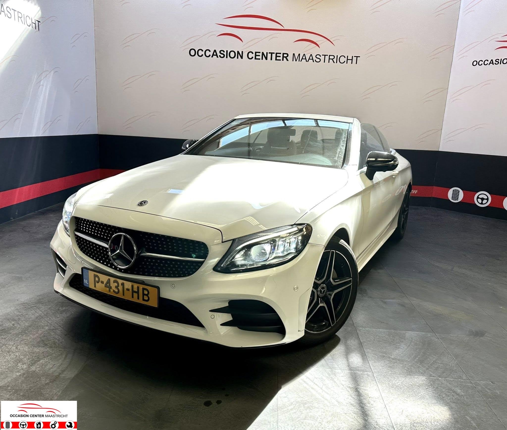 Mercedes-Benz C-klasse Cabrio 200 4MATIC Premium Plus Pack, Auto's, Automaat, 4 stoelen, Leder en Stof, Wit