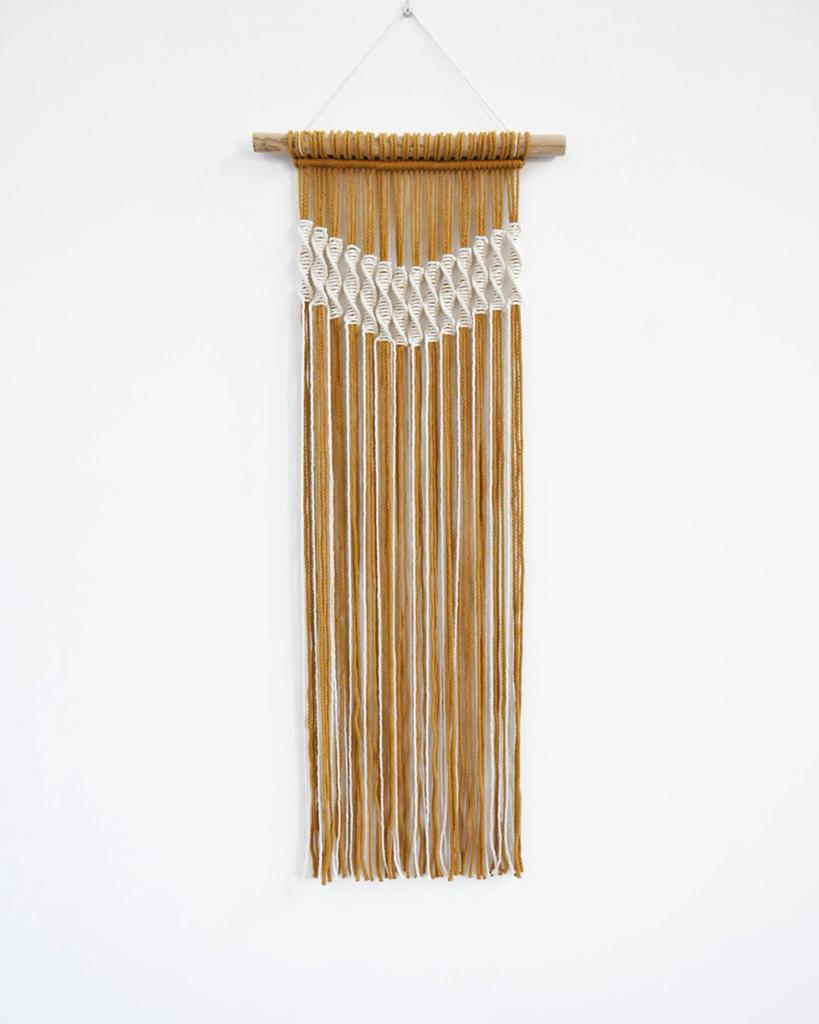 Wand decoratie Nature in Mustard en Naturel 41 x 101 cm, 101 cm, Meerkleurig, Wandkleed, Nieuw