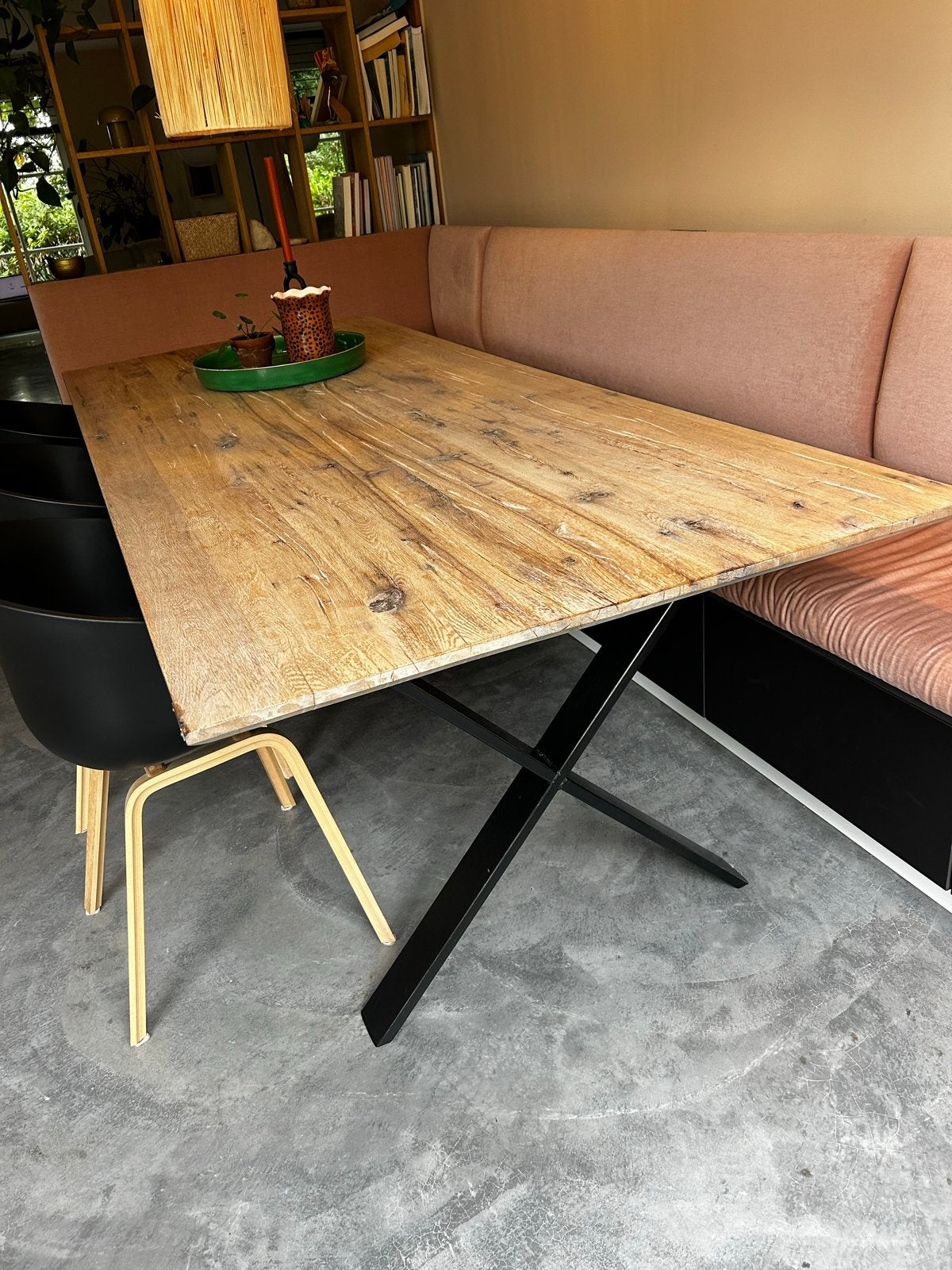 Massief eikenhout eettafel ICCOON, Huis en Inrichting, Ophalen, Gebruikt, 100 tot 150 cm, Eikenhout